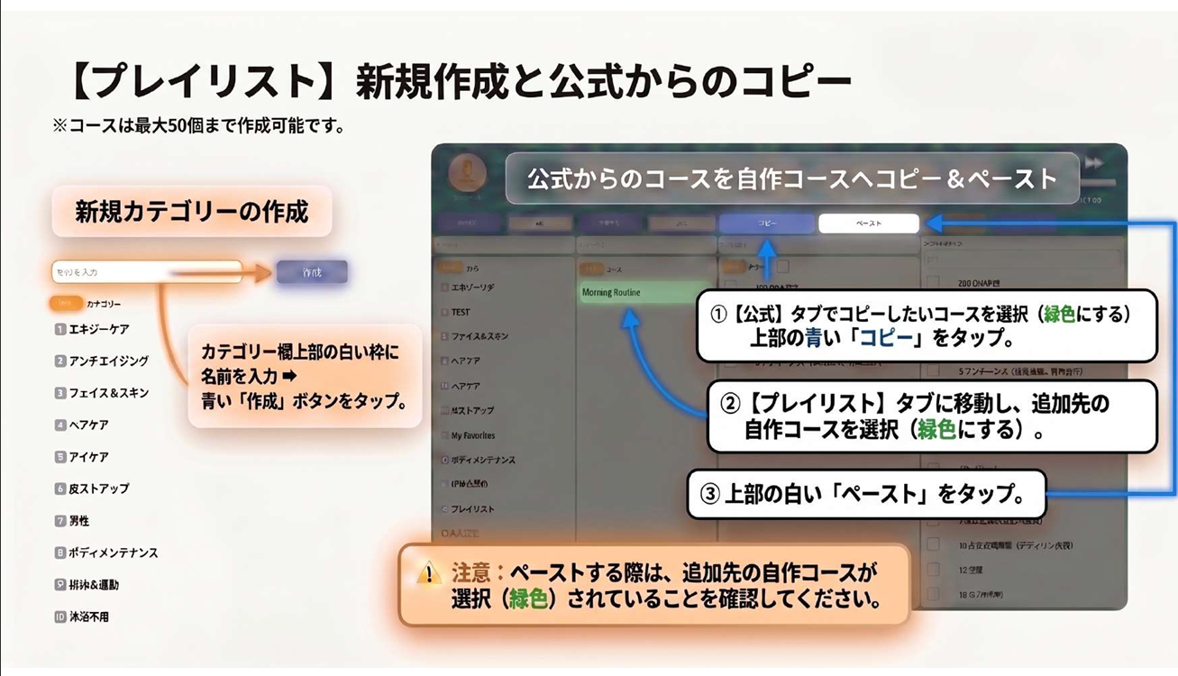 プレイリスト新規作成と公式からのコピー